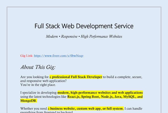 develop full stack dynamic websites for startups and businesses